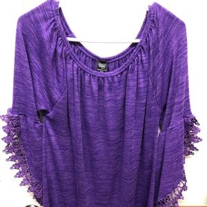 Royal purple lace sleeve Tunic
